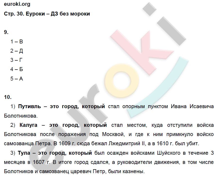 Рабочая тетрадь по истории России 7 класс. ИКС Кочегаров. К учебнику Пчелова, Лукина Страница 30