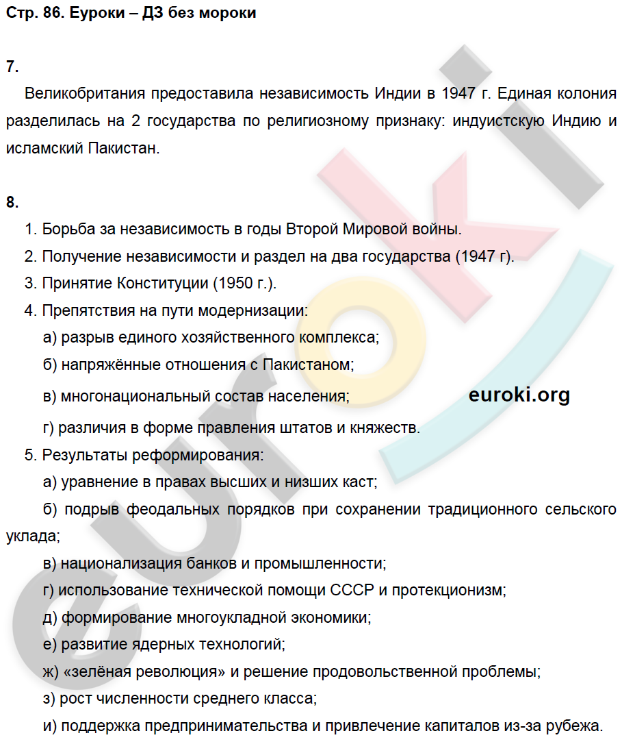 Рабочая тетрадь по Новейшей истории 9 класс. ФГОС Ермакова, Загладин Страница 86