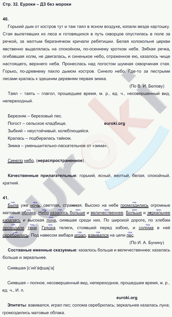 Рабочая тетрадь по русскому 8 класс (нумерация страниц может не совпадать) Кулаева. К учебнику Разумовской Страница 32