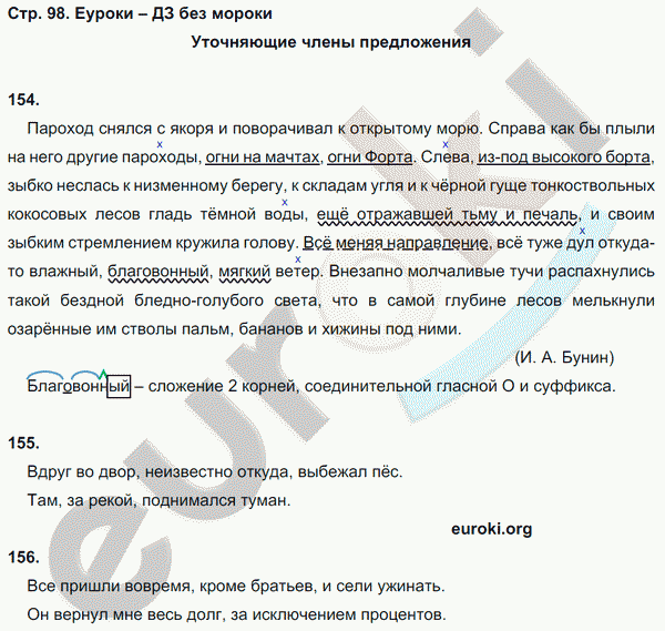 Рабочая тетрадь по русскому 8 класс (нумерация страниц может не совпадать) Кулаева. К учебнику Разумовской Страница 98