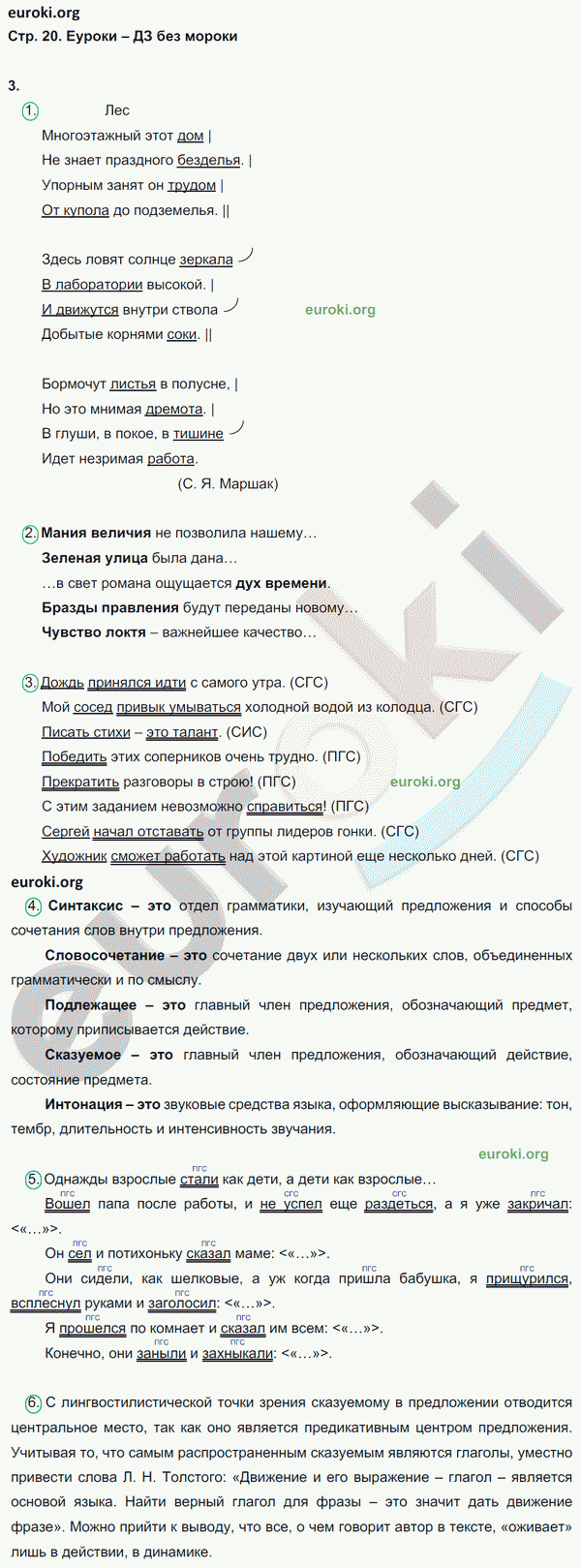 Рабочая тетрадь по русскому 8 класс Ерохина. К учебнику Тростенцовой Страница 20