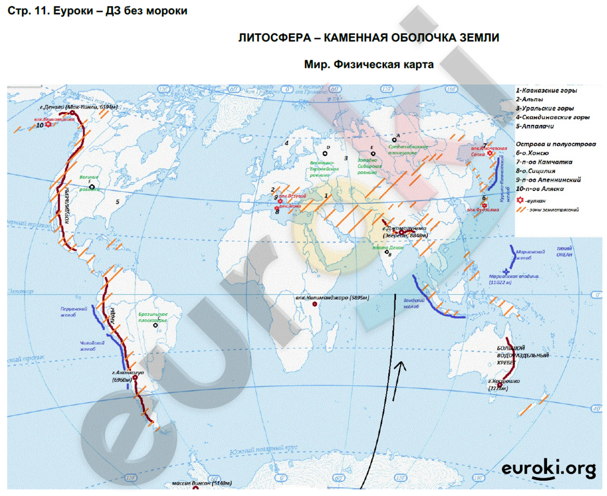 Контурная карта пятый класс страница 18 19