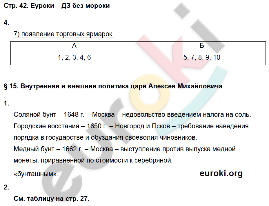 Рабочая тетрадь по истории России 7 класс Баранов Страница 42