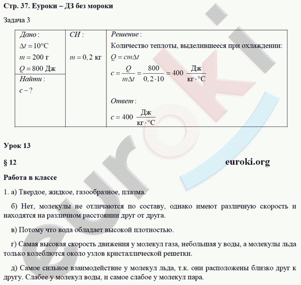 Рабочая тетрадь по физике 8 класс. ФГОС Минькова, Иванова Страница 37