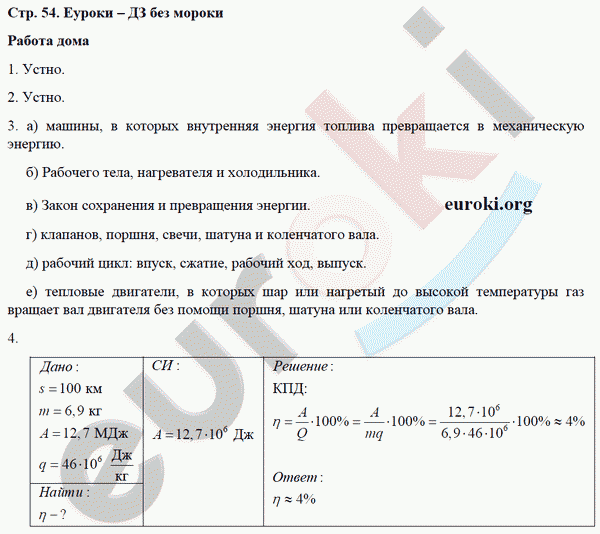 Рабочая тетрадь по физике 8 класс. ФГОС Минькова, Иванова Страница 54