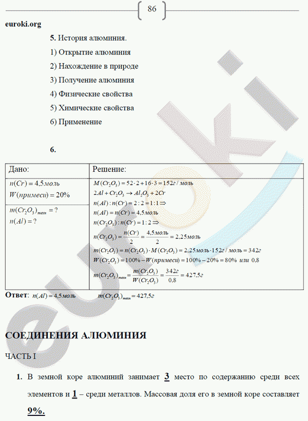 Рабочая тетрадь по химии 9 класс. ФГОС Габриелян, Сладков Страница 86