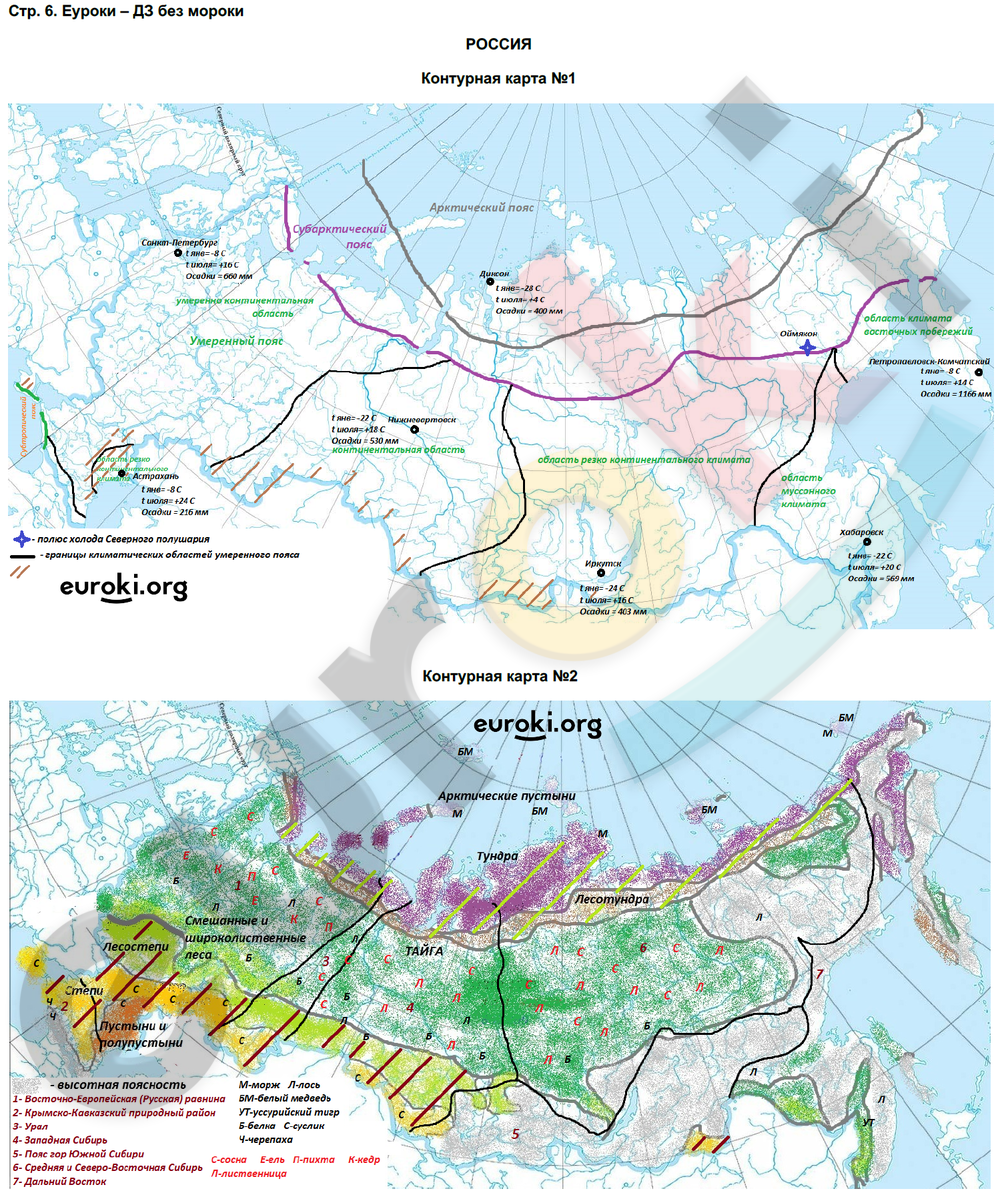 ГДЗ Контурные карты по географии 8 класс. Страница 6