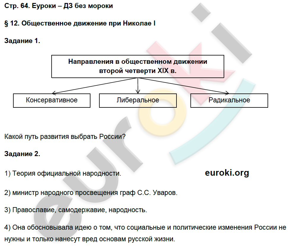 Рабочая тетрадь по истории России 9 класс. Часть 1, 2 Чернова Страница 64