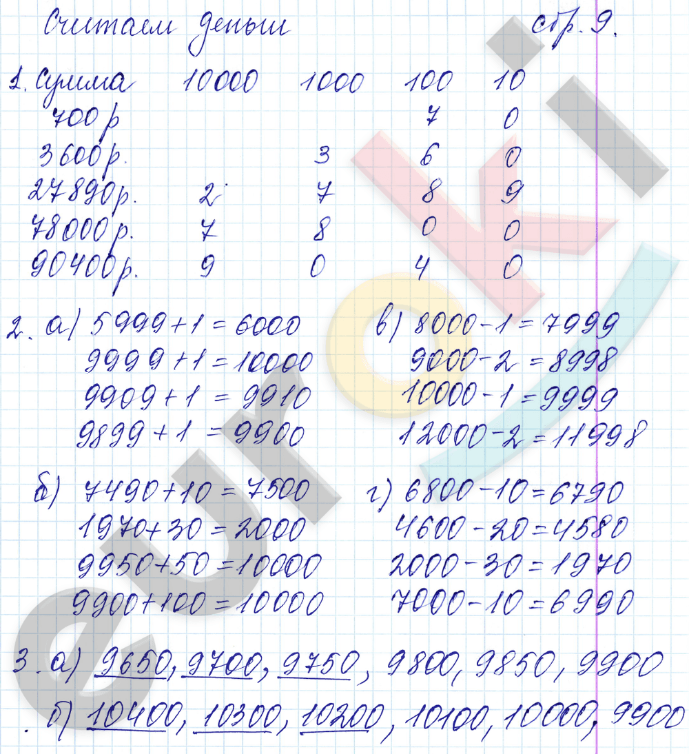 Рабочая тетрадь по математике 4 класс. Часть 1, 2 Башмаков, Нефедова Страница 9