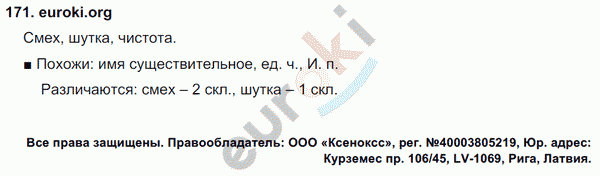 Русский язык 4 класс. Часть 1, 2 Соловейчик, Кузьменко Задание 171