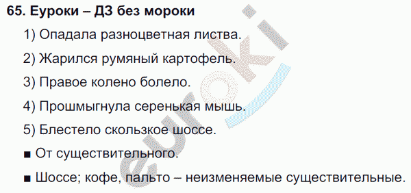 Русский язык 4 класс. Часть 1, 2 Соловейчик, Кузьменко Задание 65