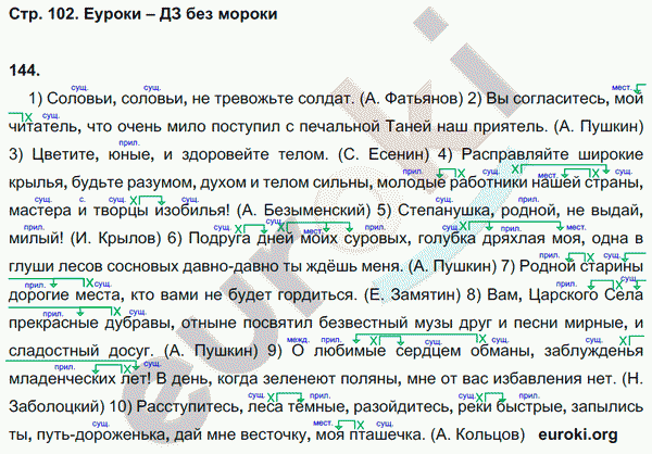 Рабочая тетрадь по русскому языку 8 класс  Литвинова Страница 102