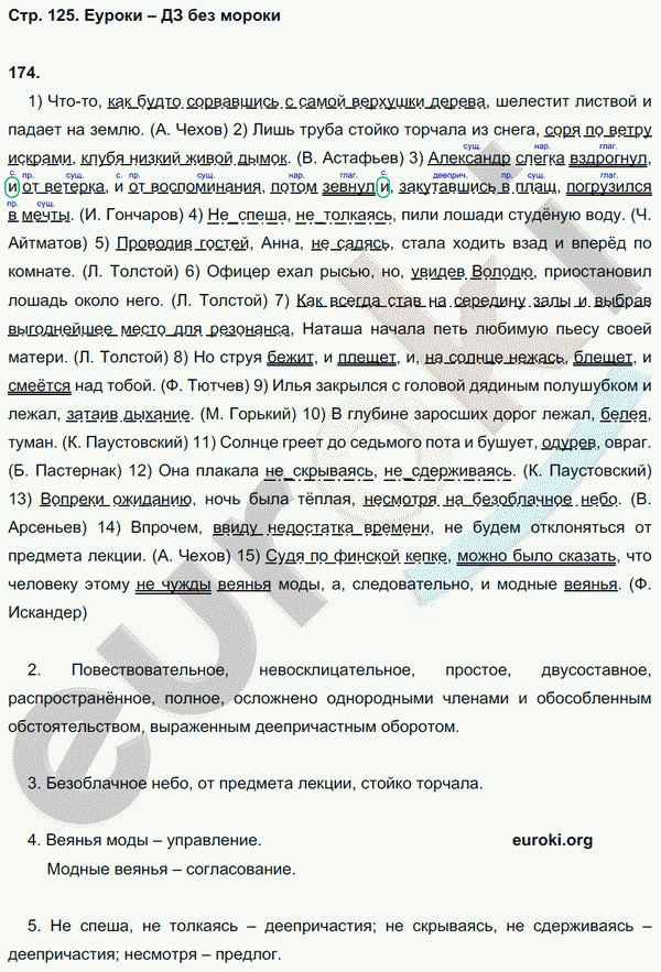 Рабочая тетрадь по русскому языку 8 класс  Литвинова Страница 125