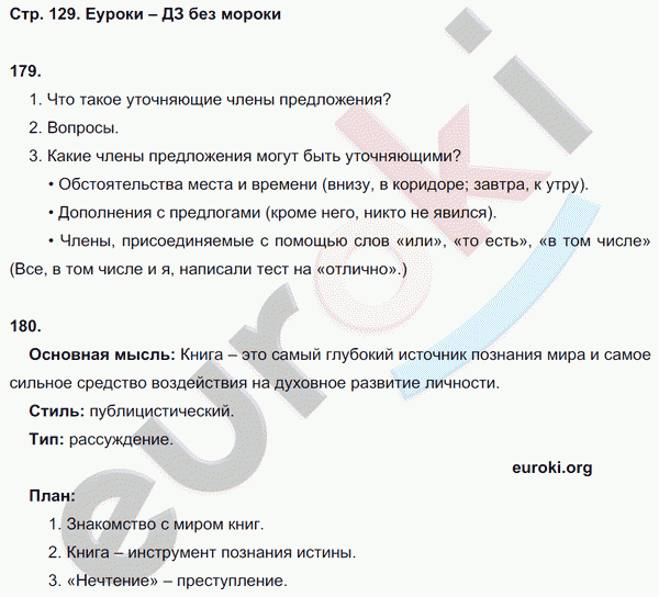 Рабочая тетрадь по русскому языку 8 класс  Литвинова Страница 129