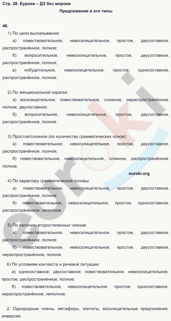 Рабочая тетрадь по русскому языку 8 класс  Литвинова Страница 28