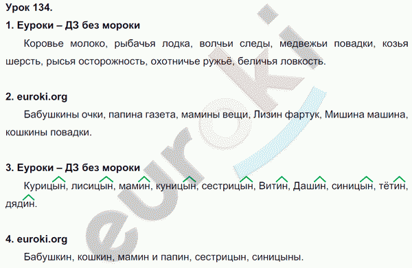 Русский язык 3 класс. Часть 1, 2 Иванов, Евдокимова, Кузнецова Задание 134