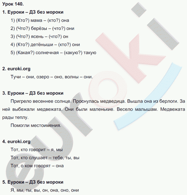 Русский язык 3 класс. Часть 1, 2 Иванов, Евдокимова, Кузнецова Задание 140