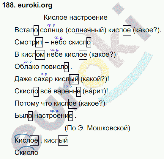 Русский язык 3 класс. Часть 1, 2 Соловейчик, Кузьменко Задание 188