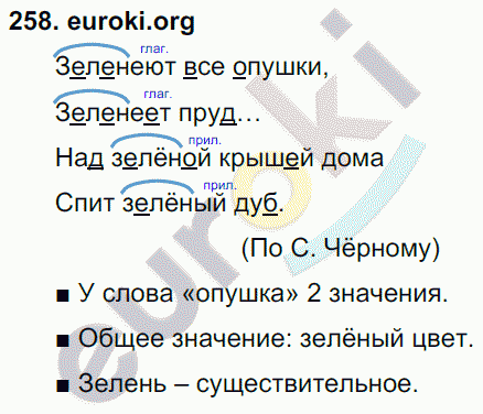 Русский язык 3 класс. Часть 1, 2 Соловейчик, Кузьменко Задание 258