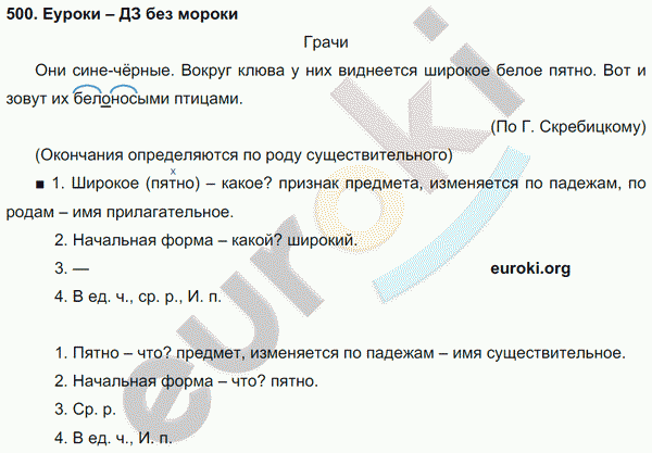 Русский язык 3 класс. Часть 1, 2 Соловейчик, Кузьменко Задание 500