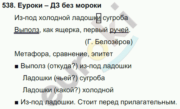 Русский язык 3 класс. Часть 1, 2 Соловейчик, Кузьменко Задание 538