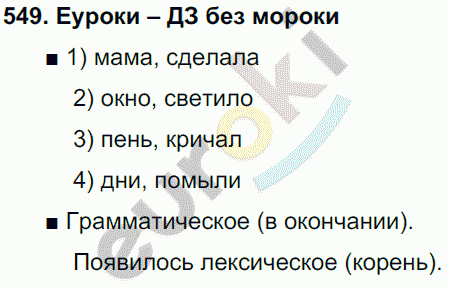 Русский язык 3 класс. Часть 1, 2 Соловейчик, Кузьменко Задание 549