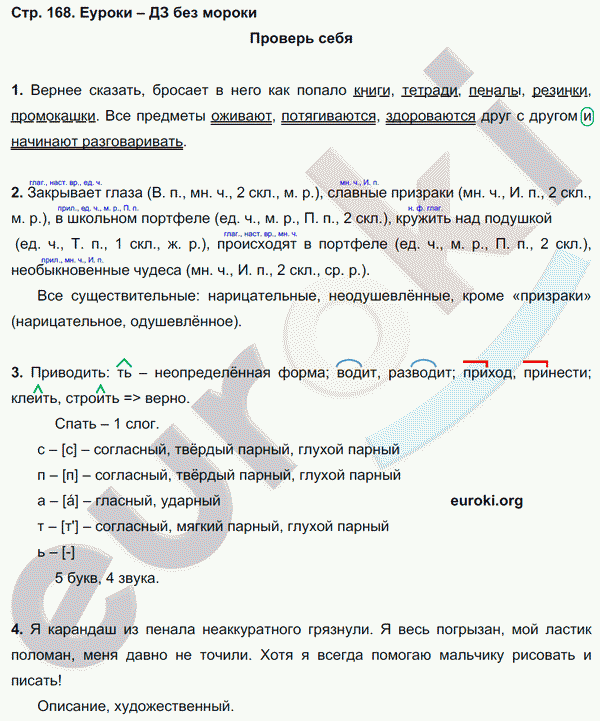 Русский язык 3 класс. Часть 1, 2 Нечаева, Яковлева Страница 168