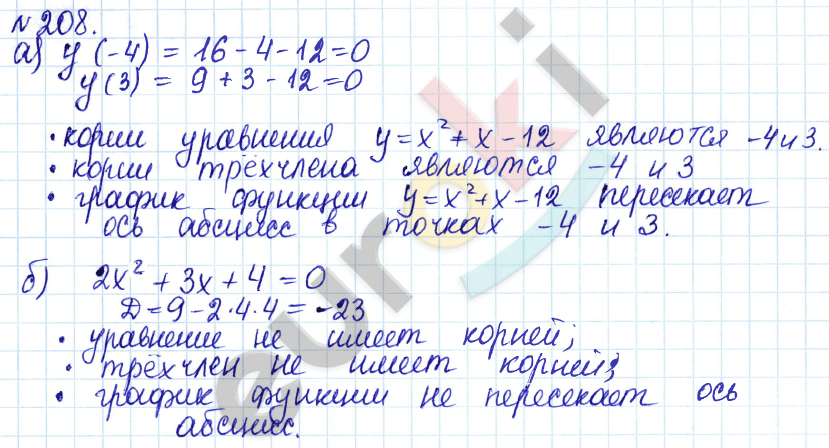 Алгебра 9 класс Дорофеев, Суворова Задание 208