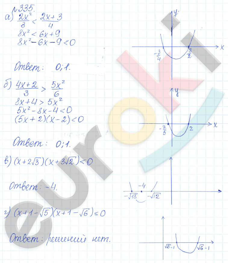 Алгебра 9 класс Дорофеев, Суворова Задание 335