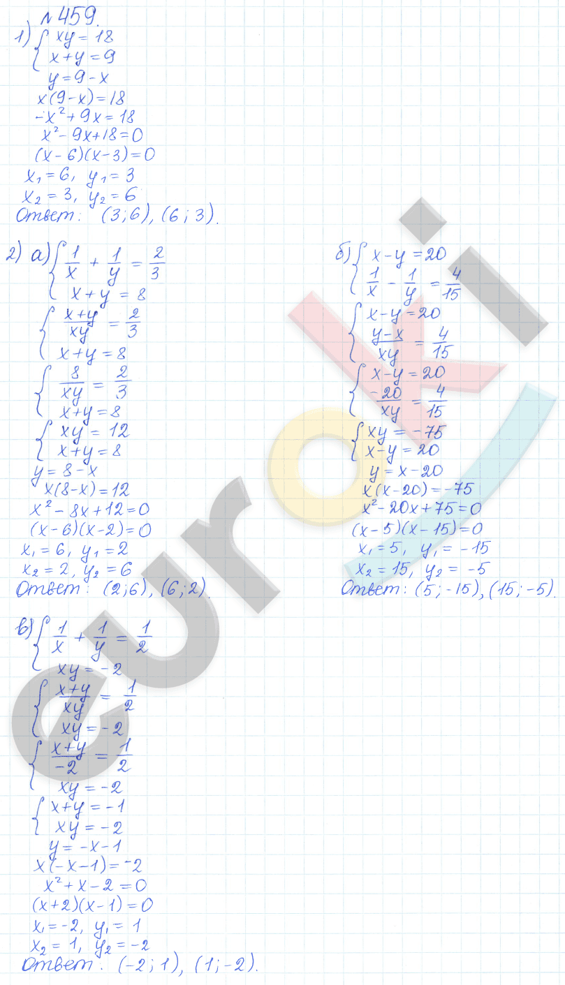 Алгебра 9 класс Дорофеев, Суворова Задание 459
