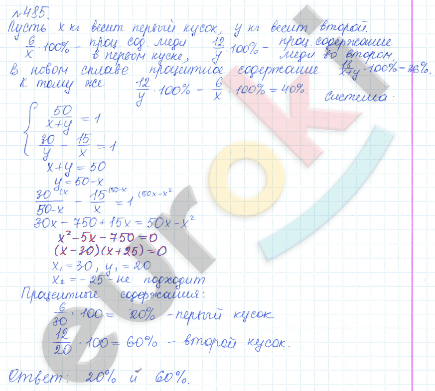 Алгебра 9 класс Дорофеев, Суворова Задание 485