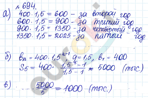 Алгебра 9 класс Дорофеев, Суворова Задание 694