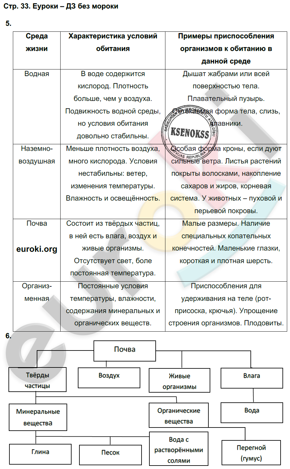 Тетрадь-тренажёр по биологии 6 класс. Часть 1, 2. ФГОС Сухорукова, Кучменко, Дмитриева Страница 33