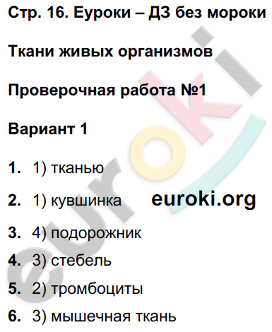 Тетрадь-экзаменатор по биологии 6 класс Сухорукова, Кучменко Страница 16