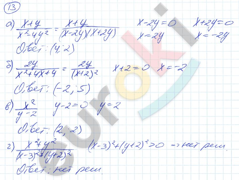 Дидактические материалы по алгебре 8 класс Евстафьева, Карп Задание 13