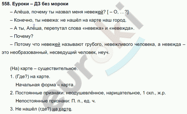 Русский язык 5 класс. Часть 1, 2. ФГОС Ладыженская, Баранов Задание 558