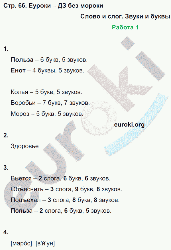 Контрольные работы по русскому языку 3 класс. Часть 1, 2. ФГОС Крылова, Канакина Страница 66