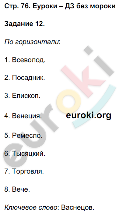 Рабочая тетрадь по истории России 6 класс. Часть 1, 2. ФГОС Чернова. К учебнику Торкунова Страница 76