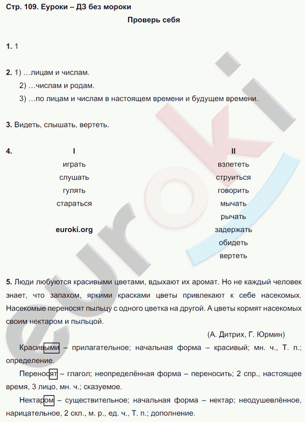 Русский язык 4 класс. Часть 1, 2. ФГОС Климанова, Бабушкина Страница 109