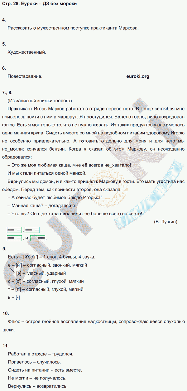 Рабочая тетрадь по русскому языку 6 класс. Комплексный анализ текста (КАТ) Малюшкин Страница 28