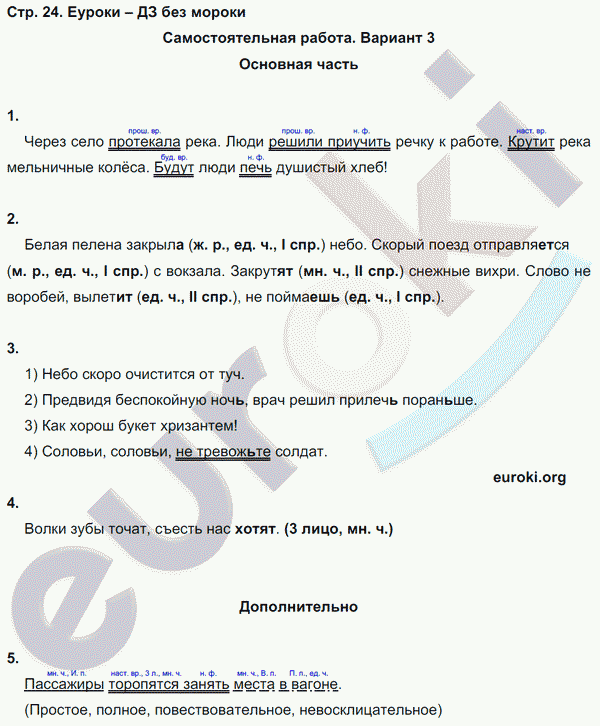 Тесты и самостоятельные работы по русскому языку 4 класс Калинина, Желтовская Страница 24