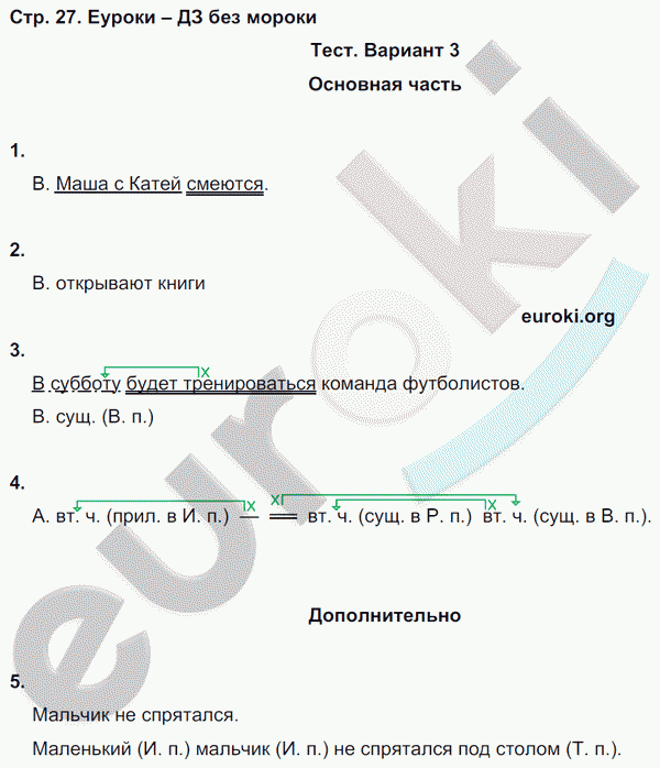 Тесты и самостоятельные работы по русскому языку 4 класс Калинина, Желтовская Страница 27