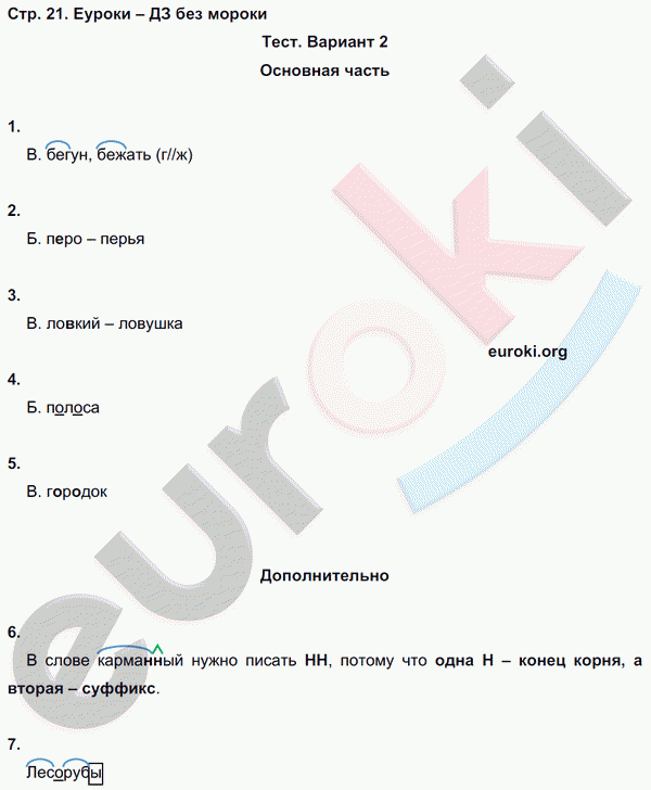 Тесты и самостоятельные работы по русскому языку 3 класс Калинина, Желтовская Страница 21