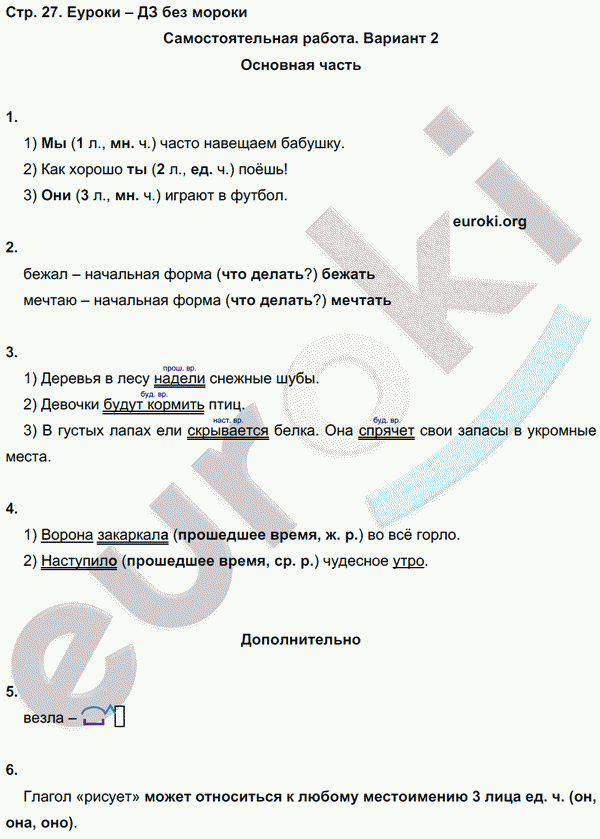 Тесты и самостоятельные работы по русскому языку 3 класс Калинина, Желтовская Страница 27