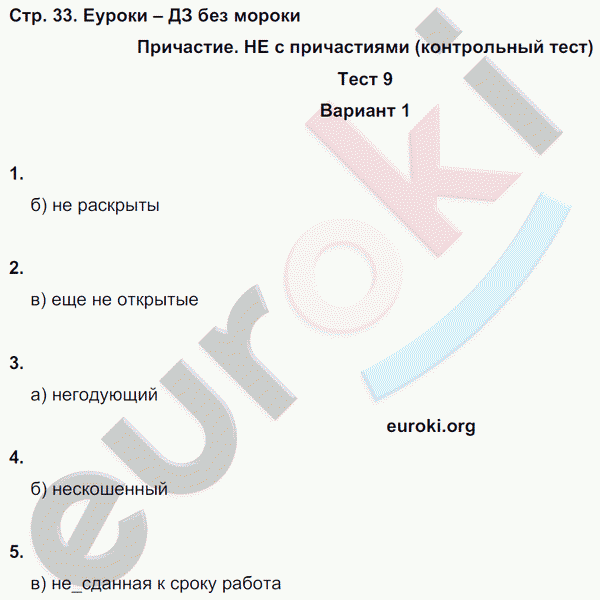 Тесты по русскому языку 7 класс. Часть 1, 2 Книгина Страница 33