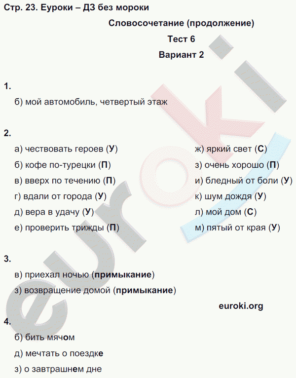 Тесты по русскому языку 8 класс. Часть 1, 2 Книгина Страница 23