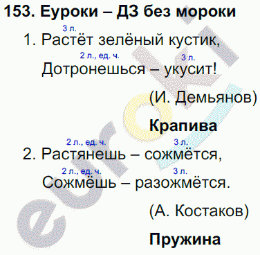 Русский язык 4 класс Полякова Задание 153