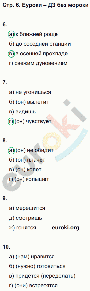 Тесты по русскому языку 6 класс. Часть 1, 2 Книгина Страница 6