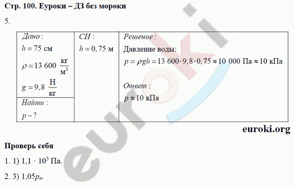 Рабочая тетрадь по физике 7 класс Касьянов, Дмитриева Страница 100