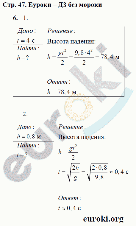 Рабочая тетрадь по физике 9 класс Касьянов, Дмитриева Страница 47